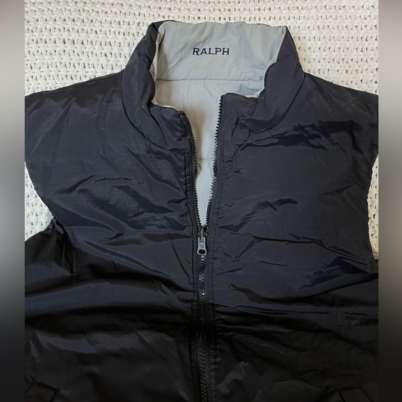 Vintage Men’s Ralph Lauren Black/Gray Reversible Vest, Nylon & Cotton; Size M - Picture 1 of 12